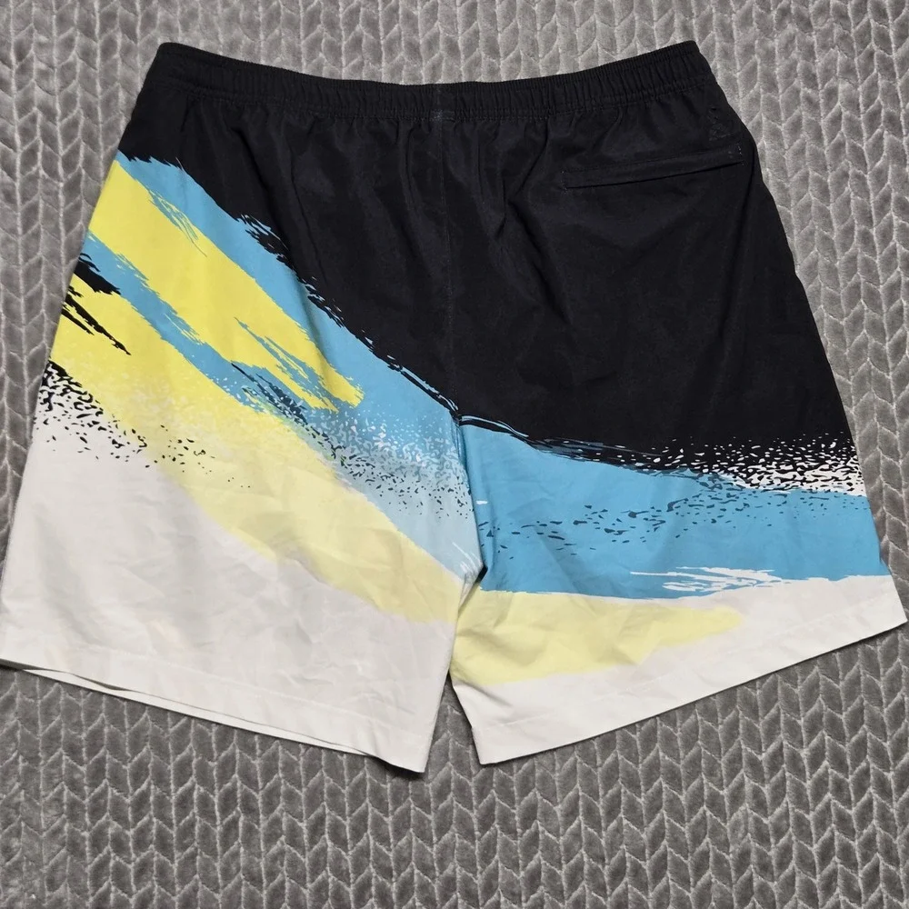 Chubbies Mens 2XL 7 Inch Swim Trunks Abstract Brushstroke Blue Yellow Black